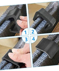 Close-up of Eight Pack Outdoor Wicker Furniture Clips being installed on rattan furniture, showing heat resistant and no-slip design