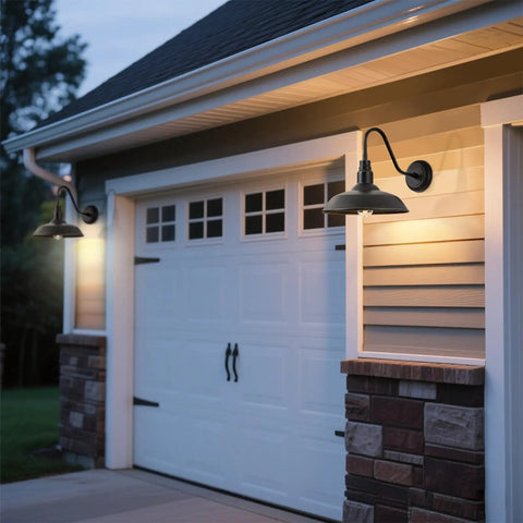 10 Inch Dome Gooseneck Outdoor Wall Light Bronze Exterior Barn Porch Fixture With Wall Mount 2 Pack illuminating garage