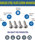 Stainless Steel License Plate Screws Kit Rust Proof Corrosion Resistant Front Or Rear Plate Fasteners With Black Caps M6 Screws And Chrome Caps Eight Piece Hardware Set.