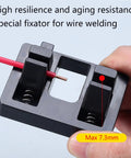 Heavy Duty Wire Welding Holder Clamp With High Temp Resistant ABS Base To Securely Grip Loose Cables For Soldering Home DIY Projects And Workshop Repairs Like A Pro, with a red wire being held.