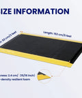 Size diagram of Anti Fatigue Standing Mat For Workshops 3 By 5 Feet Beefed Up Industrial Grade Ergonomic Floor Mat Nearly One Inch Thick