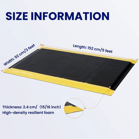 Size diagram of Anti Fatigue Standing Mat For Workshops 3 By 5 Feet Beefed Up Industrial Grade Ergonomic Floor Mat Nearly One Inch Thick