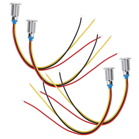 Lit Brightness Round LED Indicator Lights Prewired Common Cathode 10mm Panel Mount 3-6V Multicolor shown with wiring