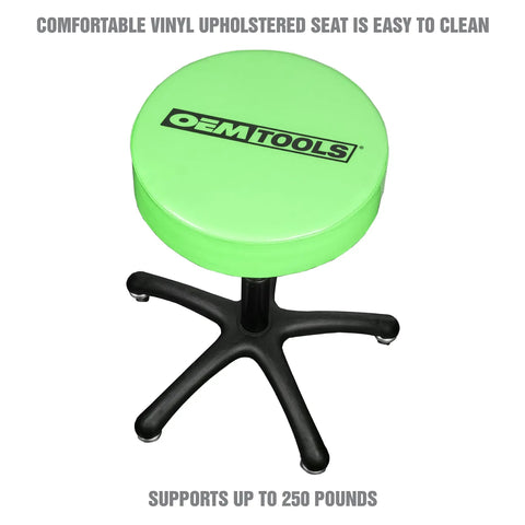 Pneumatic Mechanics Stool With Wheels Adjustable Height From 20 To 26 Inches 250 Lb Capacity Vinyl Upholstered Seat Durable