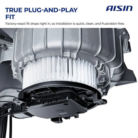Heavy Duty HVAC Blower Motor With Wheel Assembly For Cars And Trucks Plug And Play Cabin Cooling Fan Replacement close-up of motor assembly.