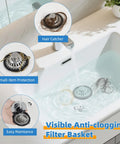 Universal Brass Drain Stopper Slick Chrome Finish Heavy Duty Bathtub Drain Cover No Sweat Bathroom Sink Hair Catcher Dual Purpose Tub Protector With Silicone Ring Seal For Quick Setup And Legit Clog Defense All Around, featuring visible hair catcher.