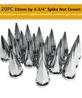 20 Pack Chrome Spike Lug Nut Covers For Semi Trucks 33mm Thread On ABS Plastic Rust Resistant Screw On Nut Covers With Sharp Spikes And That High Gloss Chrome Vibe