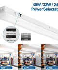 4 Ft LED Shop Lights 40/32/24W Selectable CCT 3500K 4000K 5000K 5200 Lumen High Efficiency Linear Light Fixture
