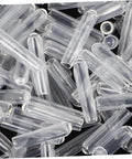 Clear Plastic End Caps 100 Pack For Screws And Round Tubing Bolt Cap Covers And Thread Protectors in a scattered layout
