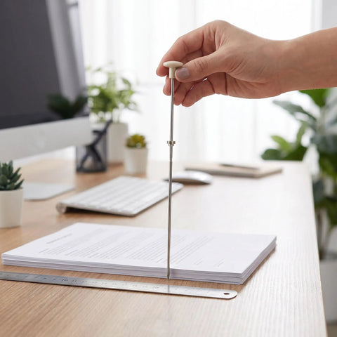 Sturdy Metal Binding Pin For Office And School Use Precise File Aligning Locating Pin in action on a desk with papers