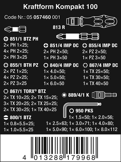 Image of the tool details for Compact 52 Piece Metric Bit Set With Textile Pouch Rapidaptor Quick Bit Change And 25 mm Torsion Bits