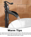 Oil Rubbed Bronze Vessel Sink Faucet Tall Waterfall With Single Handle One Hole Installation Solid Brass Vanity Lavatory