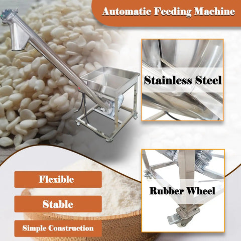 Heavy Duty Automatic Screw Feeder And Stainless Steel Powder Conveyor With Vibrating Hopper For Spices And Granules with stainless steel design.
