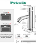 Chrome Single Handle Bathroom Faucet For One Hole Sink And Vanity Or Commercial Lavatory Includes Three Eighths Inch Hoses And Deck Plate Durable Stainless Steel With Easy Clean Finish Corrosion Resistant And Built To Last No Fuss Install For Any Vanity product size illustration