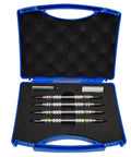 2-9 Mohs Hardness Scratch Tester Pen Kit with Stainless Steel Picks, 4 Pack, Storage Box, open blue case with four pens
