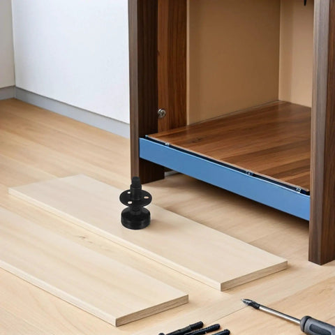 Heavy Duty Adjustable Furniture Leveling Legs Set Of 4 With 3/8-16 Inch Threaded Carbon Steel Feet And Nonslip Rubber Pads Height Adjustable Levelers For Home Office Bed And Cabinet on cabinet base
