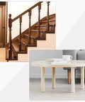 Wooden staircase and round table using Double Ended Hanger Bolts Set For Wood Joining 96 Pieces 5x13mm Self Tapping Thread Dowel Screws