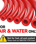 Six Piece Red Silicone Vacuum Hose Kit Covers 1/8 To 3/8 Inch For Cars And Engines Perfect For Your Garage Setup To Fix Water Or Air Lines Smoothly. red silicone hoses for air and water