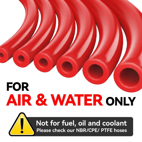 Six Piece Red Silicone Vacuum Hose Kit Covers 1/8 To 3/8 Inch For Cars And Engines Perfect For Your Garage Setup To Fix Water Or Air Lines Smoothly. red silicone hoses for air and water