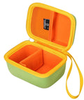 Pro Grade Award Winning Hard Protective Storage Case For Smart Bluetooth Speed Puzzles, green and yellow EVA pouch with cushioned interior.