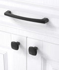Modern Matte Black Cabinet Knobs And Drawer Pulls Heavy Duty Zinc Alloy Kitchen Hardware with square knobs and handle.