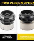Direct Fit Electric Water Pump Rotor Compatible With Toyota Prius 2010 To 2015, showing stainless steel and standard plastic versions.