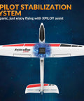 White RC Glider Plane 4Ch With 6 Axis Gyro For Beginners, featuring XPILOT stabilization system for stable flight and learning ease.