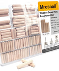260 Pcs Wooden Dowel Pins Set In Four Sizes One Quarter Inch Five Sixteenth Inch Three Eighths Inch Fluted Beveled Hardwood Dowels