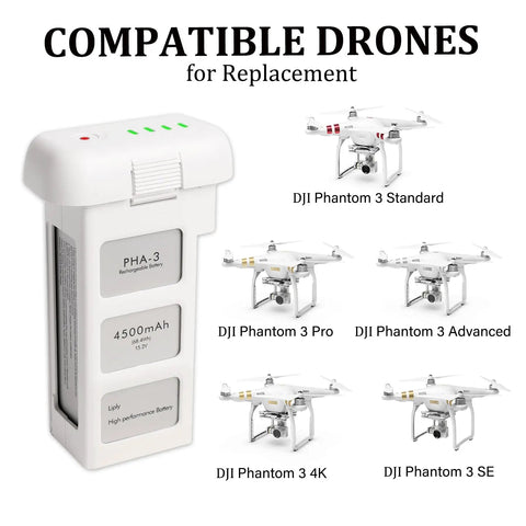 Phantom 3 Battery Pack for DJI Drones 4500mAh 15.2V Intelligent Flight Battery 2 Pack Compatible With Phantom 3 Pro Advanced 4K SE