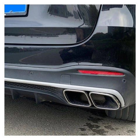 Mercedes Benz GLE W167 53 4MATIC Plus Exhaust Tail Pipe Cover And Rear Muffler Tips In Stainless Steel Black, rear view