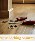 Four Piece Heavy Duty Mechanical Knob Plunger With Rock Solid Spring Lock Pin Optimized For Industrial Machinery Featuring Built Tough Anti Vibration Lock And Dead Nuts Secure Tensioning For Factory Equipment Setups, showing two screwdrivers and black knobs.