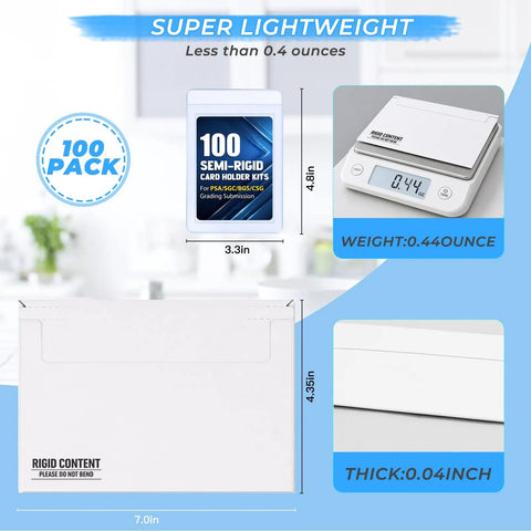 100 Pack Card Mailer Envelopes With Semi-Rigid Holders For Sleeved Or Toploaded Trading Cards, lightweight under 0.4 ounces