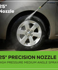 Compact Electric Pressure Washer 1600 PSI 1.2 GPM spraying car tire with 25-degree nozzle