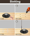 Installation steps for All In One Bar Foot Rail Kit For Undercounter Mounts In Matte Black with drilling and tightening process.