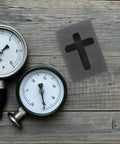 Graphite Cross Shaped Casting Mold for Melting Trusted by Jewelers High Precision Graphite Tool on wooden surface