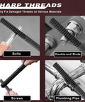 KUNGJUER 3-piece thread file set for restoring bolt, screw, and plumbing pipe threads; high-carbon steel