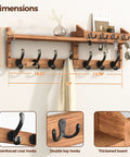 29 Inch Wall Coat Rack With Shelf 4 In 1 Organizer With 11 Hooks for Coats, Keys, Hats, Bags and Mail in One Spot, Pine Wood