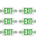 LED Emergency Light And Exit Sign Combo With Back Up Battery Green Exit Sign UL Certified For Commercial Use 6 Pack