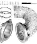 Magnetic Dryer Vent Connector Kit 4-Inch By 31.5-Inch Aluminum Foil Hose With Clamps No Fuss Snap On Magnetic Coupling