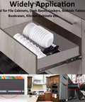 Top Shelf Heavy Duty Black Drawer Slides Pair Full Extension Smooth Glide Runners For Filing Cabinets And Workstations installed in drawer.