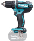 Badass Compact 18V Cordless Driver Drill Body Only Equipped With Heavy Duty Metal Gears And Twenty Two Clutch Settings Providing Knockout Torque For Serious Job Site Grind side view with black handle and silver chuck.