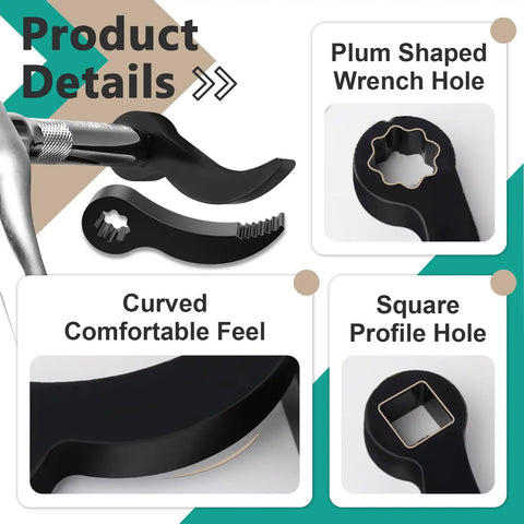 Two Piece Heavy Duty Pry Bar Wrench Adapter Head Set With Two Styles Crowbar Adapters For Half Inch Drive Ratchets showcasing plum and square profile holes.