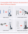 Heavy Duty 550 Lbs Electric Stair Climbing Hand Truck Dolly W Auto Edge Brakes & Ground Support ZW7250GC Bundle with various accessory fixtures.