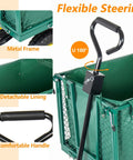 Close-up of the handle and metal frame of the 4-In-1 Steel Utility Cart With 880 Lb Capacity, detachable lining shown.