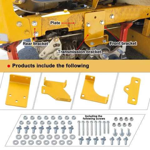 Hustler Raptor SD And SDX Zero Turn Hydro Transmission Brackets Kit With Left And Right Brackets And Hardware Compatible With 125255 Replacement 552564 552565 552566 552567