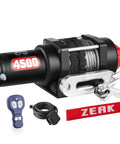 Beefy 4500 Pound Winch Kit With 12V Power And 45 Foot Synthetic Rope For UTV Recovery With Wireless Remote Bracket And Heavy Duty Gear
