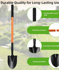 Extra Long 43.7 Inch Spade Shovel With Heavy Duty Steel Handle For Digging Gardening Camping Yard Work And Car Shovel Orange Durable All Purpose Tool For Landscaping And Outdoor Projects