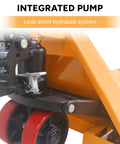 Integrated hydraulic pump of Heavy Duty Manual Pallet Jack Truck With 5500 Lbs Capacity And Dual Polyurethane Wheels.