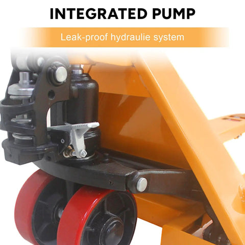 Integrated hydraulic pump of Heavy Duty Manual Pallet Jack Truck With 5500 Lbs Capacity And Dual Polyurethane Wheels.