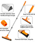 Heavy-Duty Floor Squeegee With 62-Inch Adjustable Handle And EVA Foam Blade for Concrete, Garage, Patio Or Workshop Cleanups